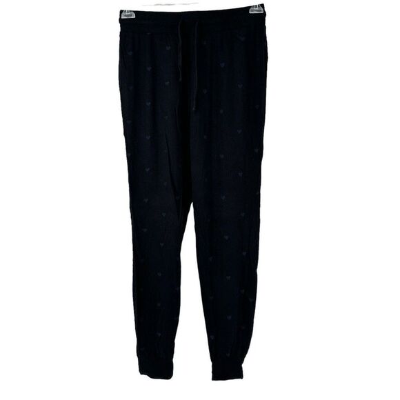 Splendid Lounge Pants Joggers Black Heart Embroidered Soft Modal Blend Size S - Picture 1 of 7